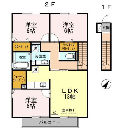 メルヴェーユI(3LDK/2階)の間取り写真