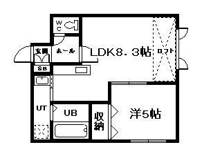 マーブル(1LDK/2階)の間取り写真