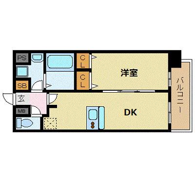 プレサンス新大阪クレスタ(1DK/12階)の間取り写真
