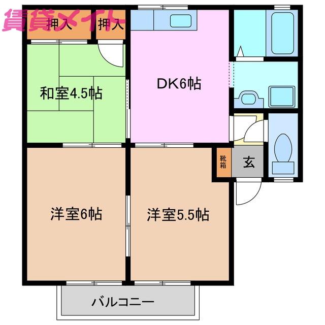 プリシエールSANO(3DK/2階)の間取り写真