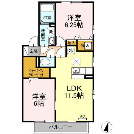 グランフォート壱番館(2LDK/1階)の間取り写真