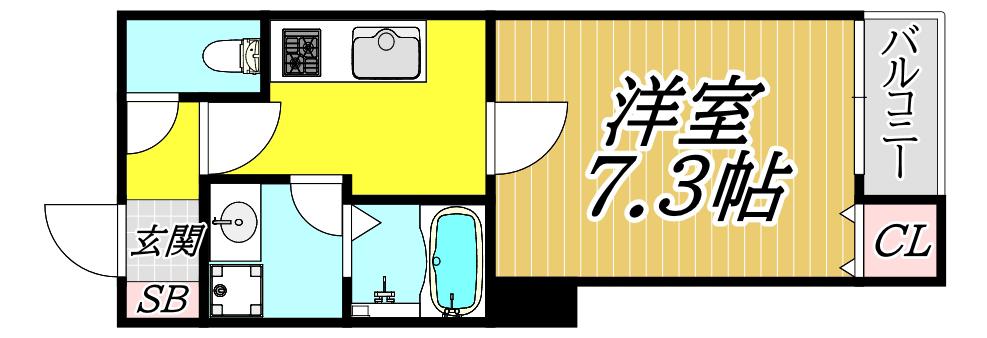 ランドレーヴ尼崎(1K/2階)の間取り写真
