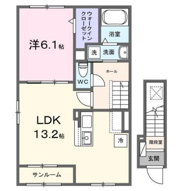 ソナーレ(1LDK/2階)の間取り写真