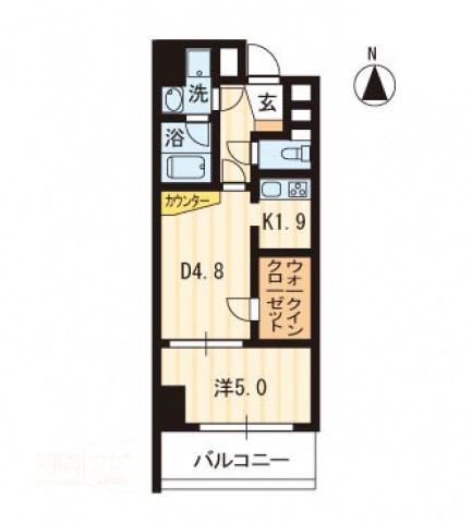 リアライズ瓦町(1DK/6階)の間取り写真