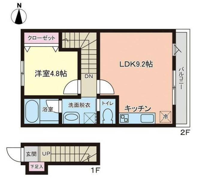 PREMORY名取駅前 B(1LDK/2階)の間取り写真