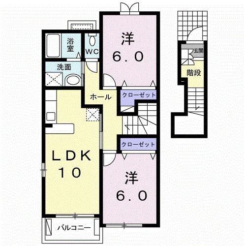 ペルペティアG(2LDK/2階)の間取り写真