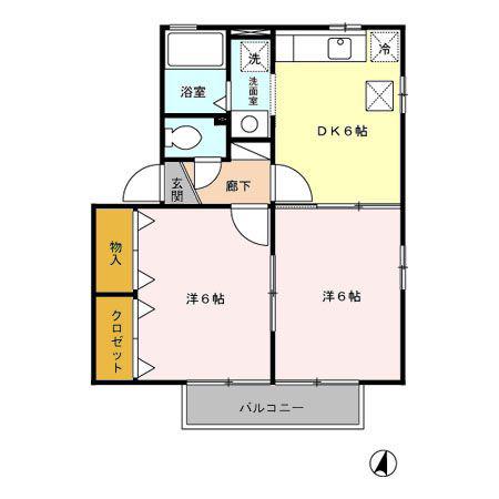 ブラン・メゾン A/B/C(2DK/1階)の間取り写真