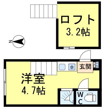 ハーモニーテラス新小岩II(ワンルーム/2階)の間取り写真