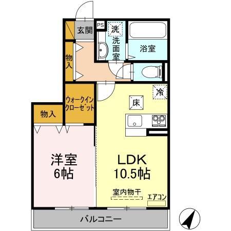 イルマーレ千現(1LDK/1階)の間取り写真