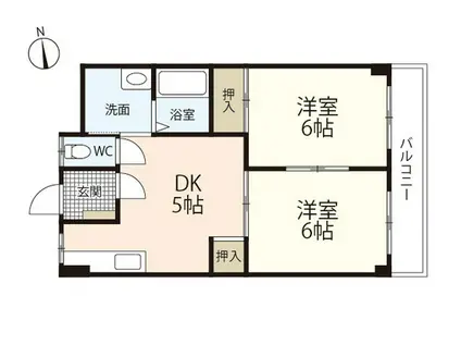 ホワイトシティ国泰寺(2DK/5階)の間取り写真