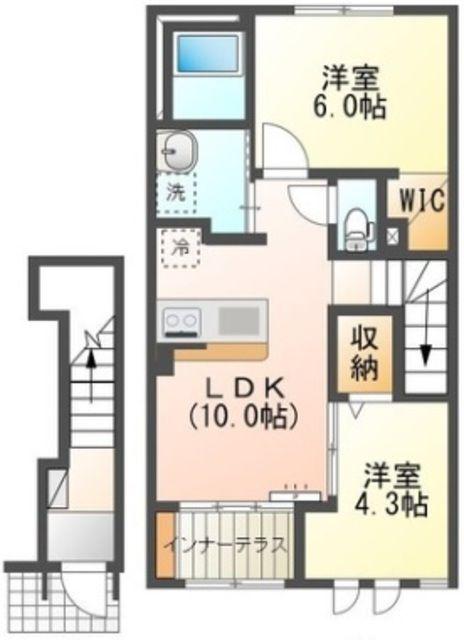 サンライズC(2LDK/2階)の間取り写真