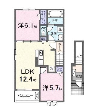 アイリス パディ(2LDK/2階)の間取り写真