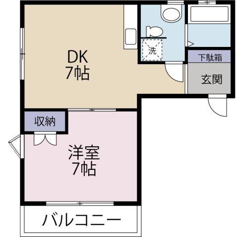 ファインハイツ井上(1DK/1階)の間取り写真