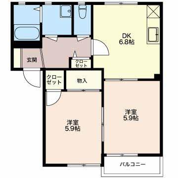 キャトル セゾン(2DK/2階)の間取り写真