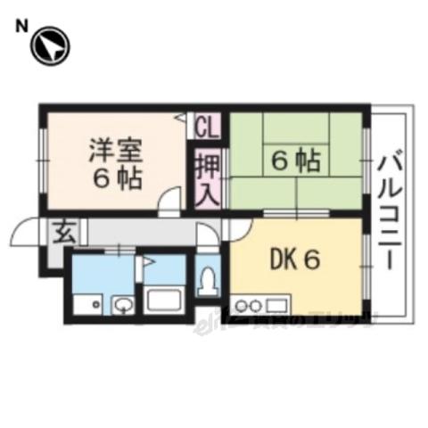 メゾン東陽(2DK/2階)の間取り写真