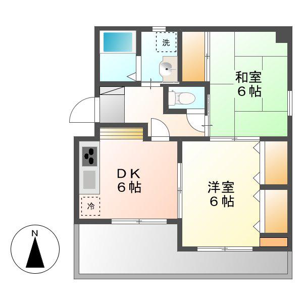 レインボー尾頭橋II(2DK/7階)の間取り写真