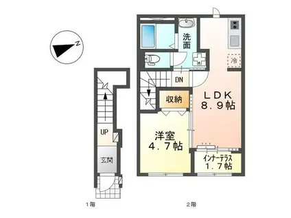 シャンブッシュ(1LDK/2階)の間取り写真