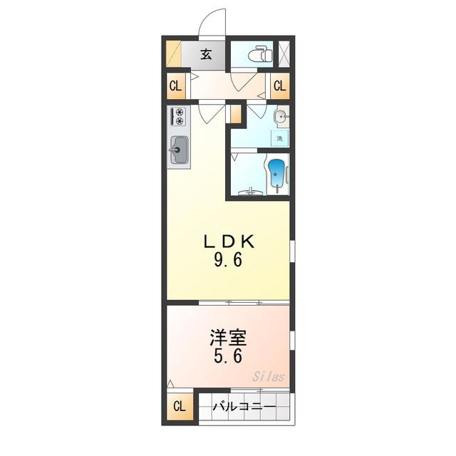 H AND P 平野(1LDK/2階)の間取り写真