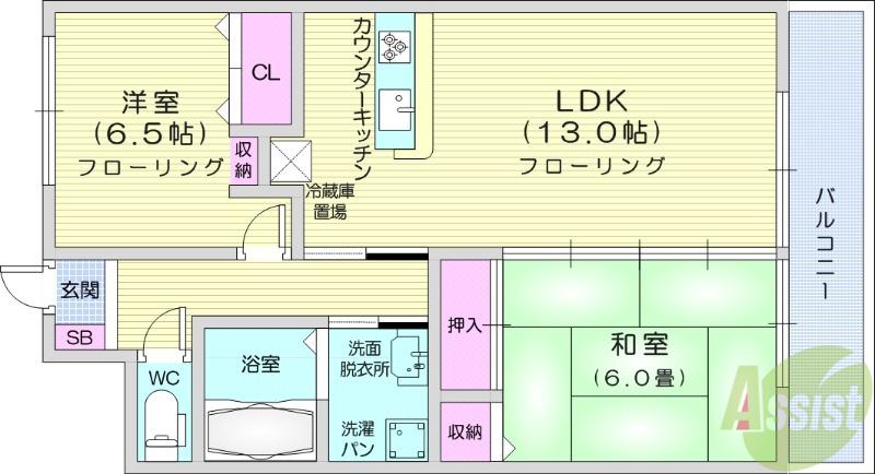 ストークヒルズ(2LDK/1階)の間取り写真