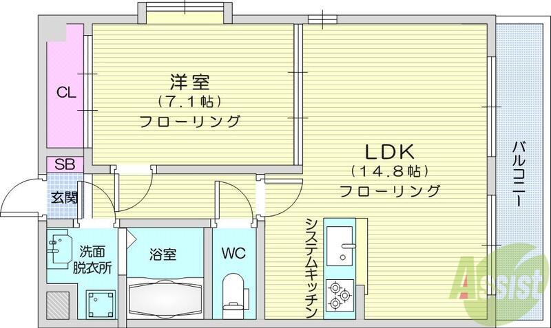 ラ フェルメール(1LDK/5階)の間取り写真