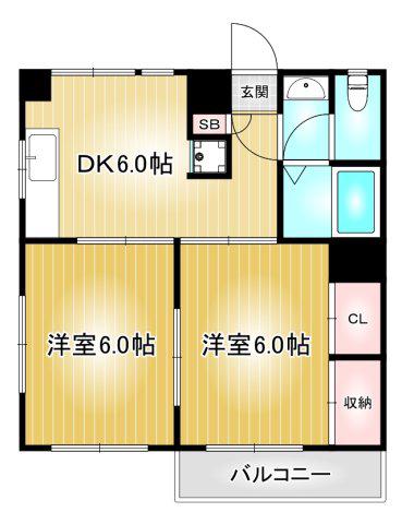 プレステージ千種(2DK/3階)の間取り写真