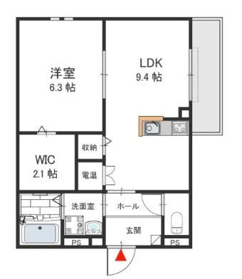 エトワール宮町(1LDK/2階)の間取り写真
