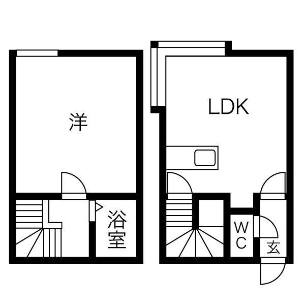 フレスノパーク月寒(1LDK/2階)の間取り写真