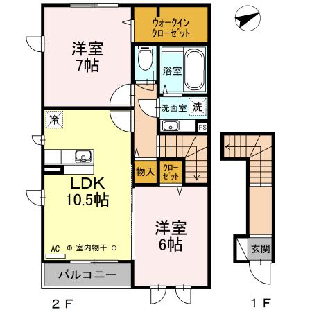 レオネクスト妙見南(1K/2階)の間取り写真