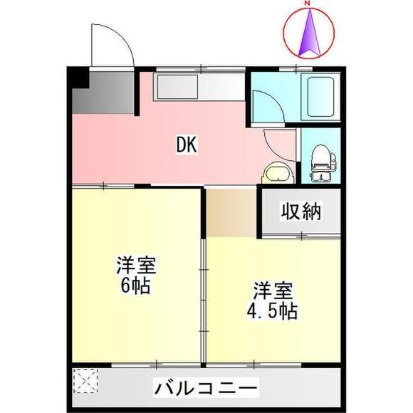 パストラルハイツ岐阜羽島(2DK/2階)の間取り写真