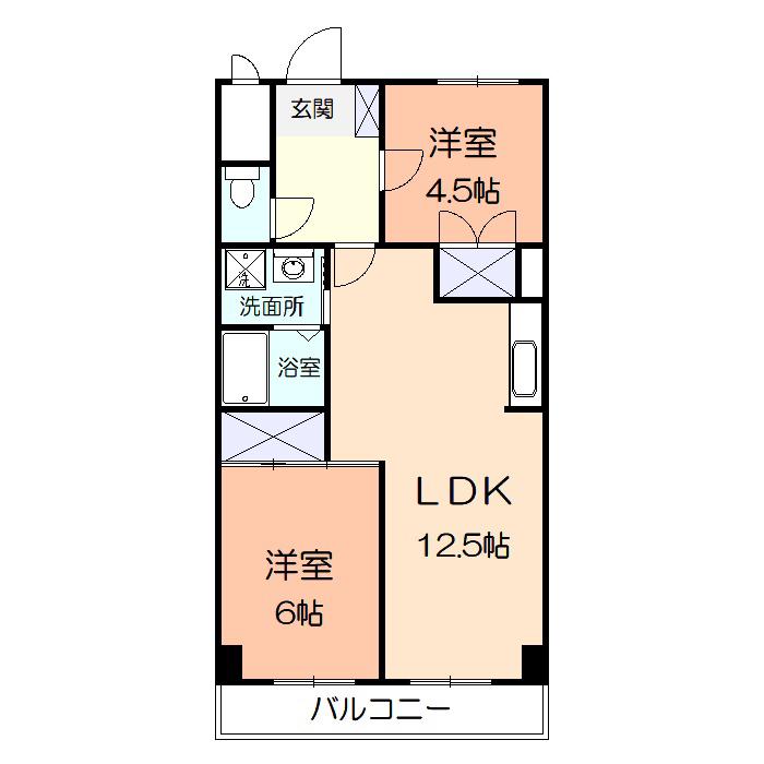 大谷マンション(2LDK/3階)の間取り写真