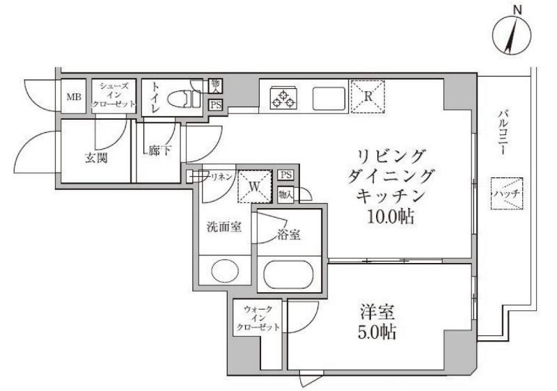 レジディア神楽坂II(1LDK/2階)の間取り写真