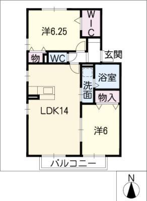 アトランティスKA棟(2LDK/2階)の間取り写真