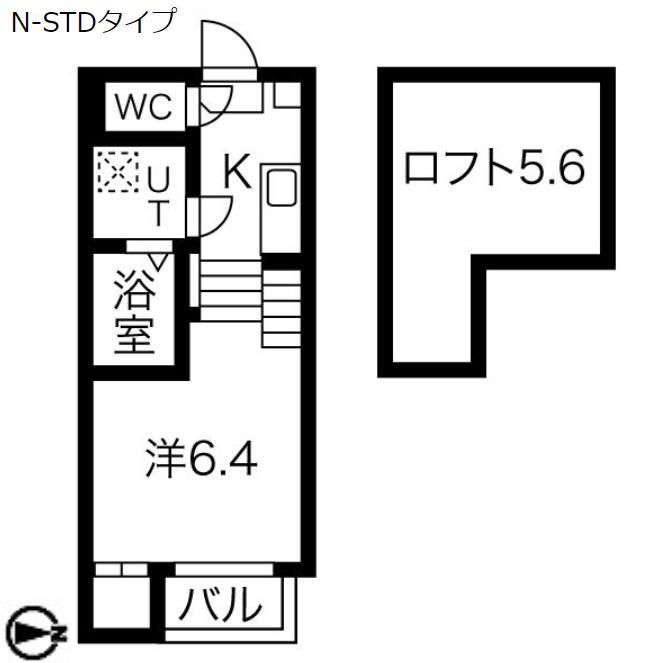 ETERNAL COURT TSURUMAIエターナルコートツルマイ(1K/1階)の間取り写真