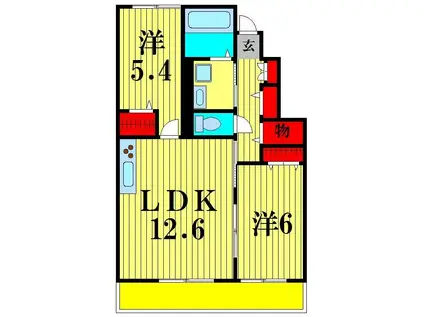 アムールSIII(2LDK/1階)の間取り写真