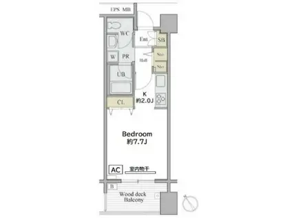 シャレール広尾1号棟(1K/3階)の間取り写真