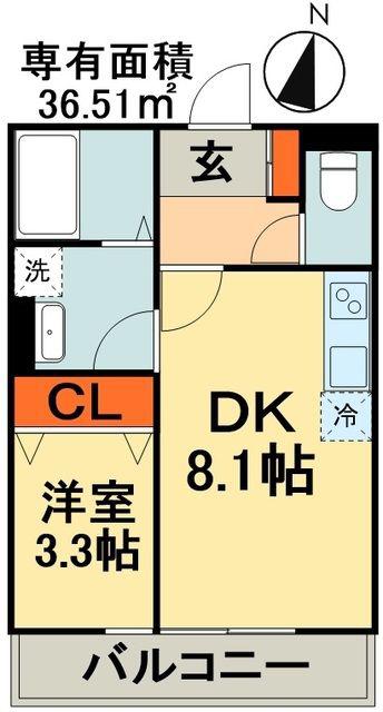TAO椿森(1LDK/2階)の間取り写真