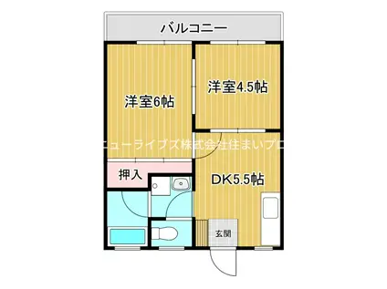 小林ハイツ(2DK/2階)の間取り写真