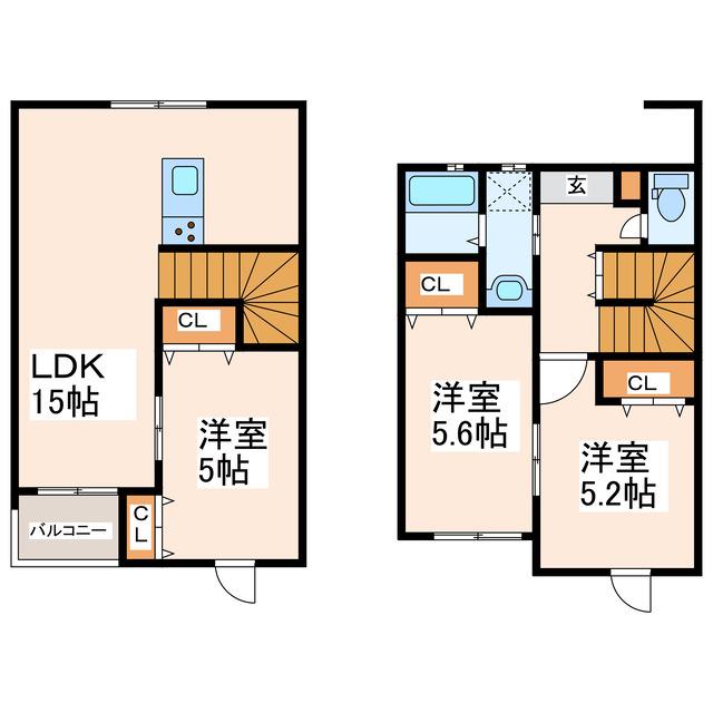 ウエストリッジ帯山(3LDK/1階)の間取り写真