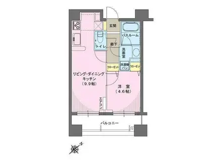 ヒルレジデンス大崎(1LDK/4階)の間取り写真