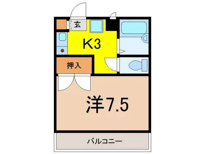 PRENDRE西沢田(1K/2階)の間取り写真