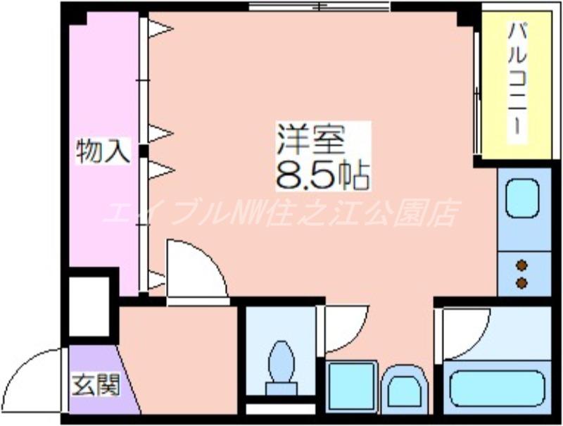 阪堺電気軌道阪堺線 北天下茶屋駅 徒歩2分 4階建 築31年(ワンルーム/1階)の間取り写真