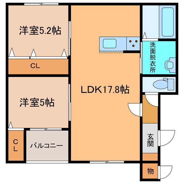 BRENTWOOD(2LDK/3階)の間取り写真