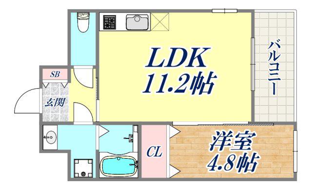 神戸市灘区下河原通4丁目マンション(1LDK/2階)の間取り写真