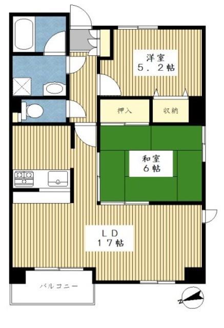 メゾンドピエール中川(2LDK/3階)の間取り写真