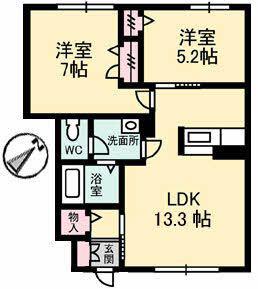 パークロッジ(2LDK/1階)の間取り写真