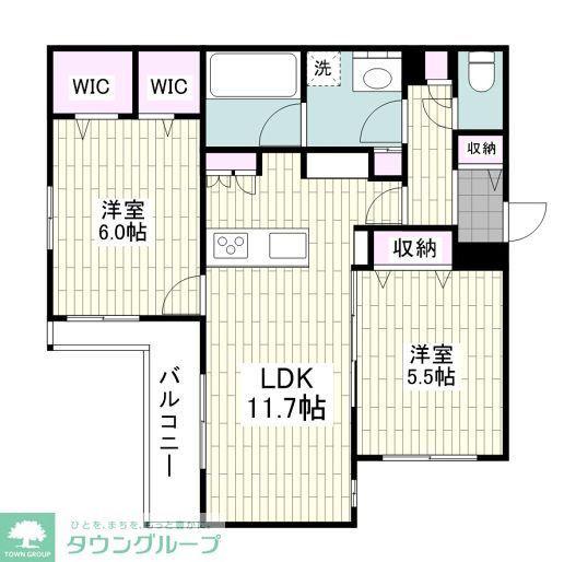 CITRUS RESIDENS 西棟(2LDK/2階)の間取り写真