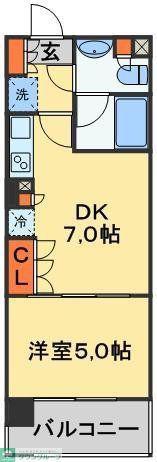 パークアクシス西船橋本郷町(1DK/2階)の間取り写真