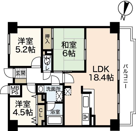 グランデュオ五日市駅前ウエスト(3LDK/8階)の間取り写真