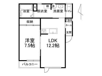 TOWN西5南17ベリーII(1LDK/1階)の間取り写真