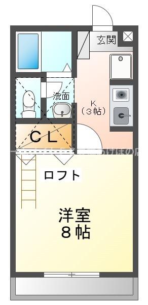 メゾン・ド・ラヴィ菰口 II(1K/2階)の間取り写真